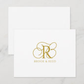Custom Gold Monogram Initials Couple Names Notitiekaartje (Voorkant / Achterkant)