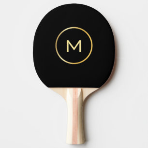 Custom Gold Monogramed Elegant Black Sjabloon Tafeltennisbatje