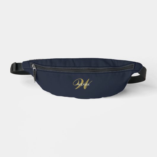 Custom Gold Navy Blue Monogram Clean Stylish  Heuptasje (Voorkant)
