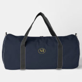 Custom Gold Navy Blue Monogram Initiaal Fitness Plunjezak (Voorkant)
