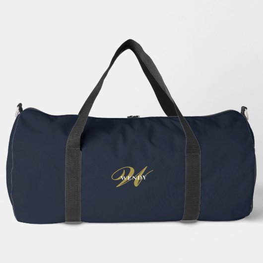 Custom Gold Navy Blue Monogram Initial Fitness Plunjezak (Voorkant)