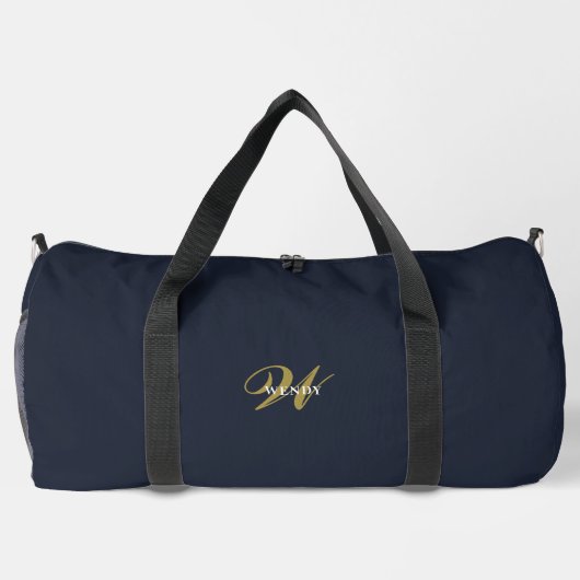 Custom Gold Navy Blue Monogram Initial Fitness Plunjezak (Achterkant)