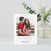 Custom Gold Script Photo Zwangerschap Aankondigingskaart (Staand voorkant)
