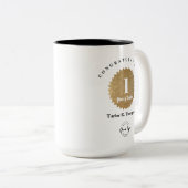 Custom Gold seal 1-Year Employee Service Award  Tweekleurige Koffiemok (Voorkant rechts)