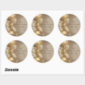 Custom Gold Snowflakes Wijnlabel voor Kerstmis Ronde Sticker (Vel)