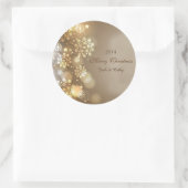 Custom Gold Snowflakes Wijnlabel voor Kerstmis Ronde Sticker (Tas)