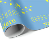 Custom Gold Stars en Maan Happy Birthday Blue Cadeaupapier (Rol Hoek)