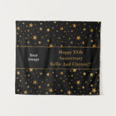 Custom Gold Stars met bericht/foto Jubileum Wandkleed (Voorkant (horizontaal))