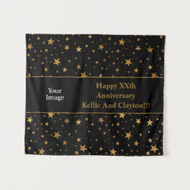 Custom Gold Stars met bericht/foto Jubileum Wandkleed