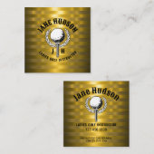 Custom Gold Stripes Golf Monogram Ontwerp Vierkante Visitekaartje (Voorkant / Achterkant)