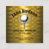 Custom Gold Stripes Golf Monogram Ontwerp Vierkante Visitekaartje (Achterkant)