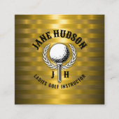 Custom Gold Stripes Golf Monogram Ontwerp Vierkante Visitekaartje (Voorkant)
