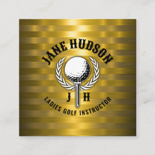 Custom Gold Stripes Golf Monogram Ontwerp Vierkante Visitekaartje