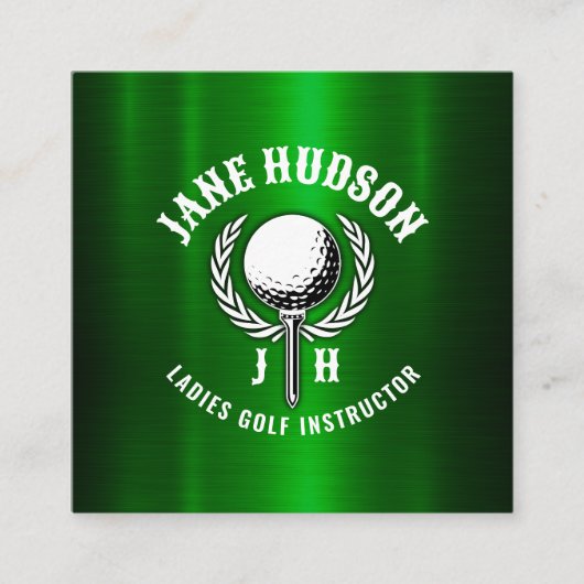 Custom Gold Stripes Golf Monogram Ontwerp Vierkante Visitekaartje (Voorkant)