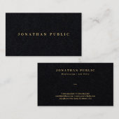 Custom Gold Text Elegant Luxury Premium Black Visitekaartje (Voorkant / Achterkant)