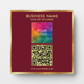Custom Gold Text QR Code Upload Business Logo Fotoplaat (Voorkant)