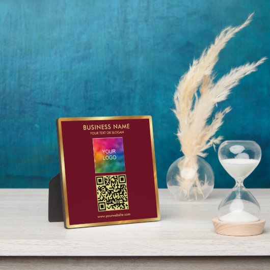 Custom Gold Text QR Code Upload Business Logo Fotoplaat (Insitu)