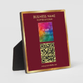 Custom Gold Text QR Code Upload Business Logo Fotoplaat (Voorkant)