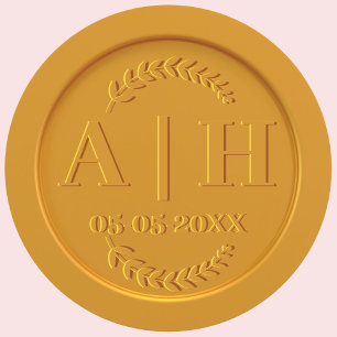 Custom Gold Wax Seal Initialen Bruiloft Envelop Ronde Sticker