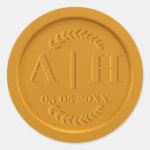Custom Gold Wax Seal Initialen Bruiloft Envelop Ronde Sticker (Voorkant)