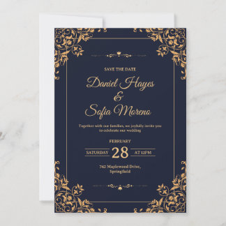 Custom Gold Wedding Invitation |  Kaart