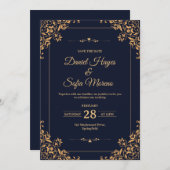 Custom Gold Wedding Invitation |  Kaart (Voorkant / Achterkant)