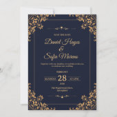 Custom Gold Wedding Invitation | Kaart (Voorkant)