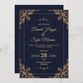 Custom Gold Wedding Invitation |  Kaart (Voorkant / Achterkant)