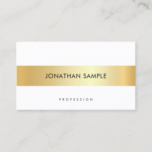 Custom Gold White — elegant, moderne, eenvoudige S Visitekaartje (Voorkant)