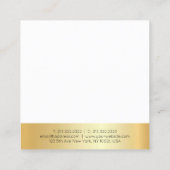 Custom Gold White Modern Elegant Simple Sjabloon Vierkante Visitekaartje (Achterkant)