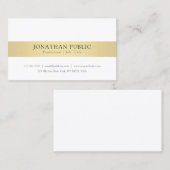 Custom Gold White Modern Elegant Simple Sjabloon Visitekaartje (Voorkant / Achterkant)