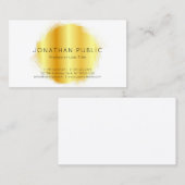 Custom Gold White Modern Elegant Simple Sjabloon Visitekaartje (Voorkant / Achterkant)