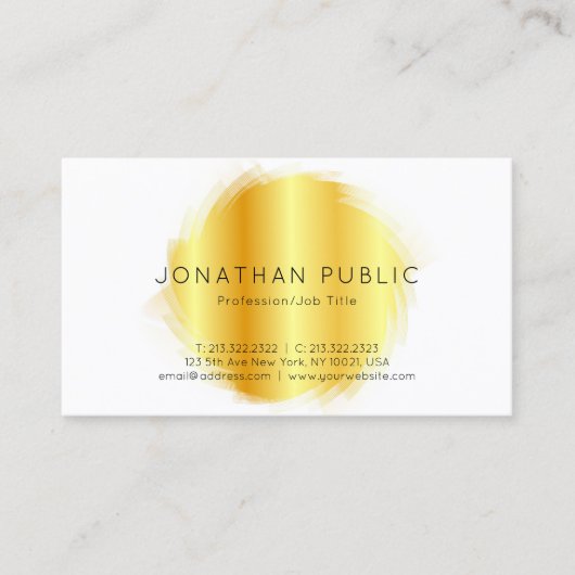Custom Gold White Modern Elegant Simple Sjabloon Visitekaartje (Voorkant)