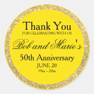 Custom Gold & Yellow 50th Jubileum dank u Ronde Sticker