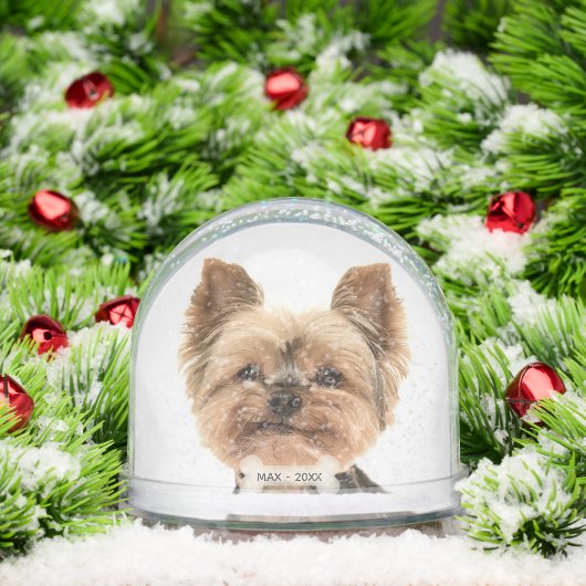 Custom Gold Yorkshire Terrier Dog Foto Sneeuwbol (Kerstmis)