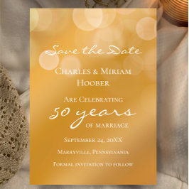 Custom Golden 50th Wedding Jubileum Party Save The Date