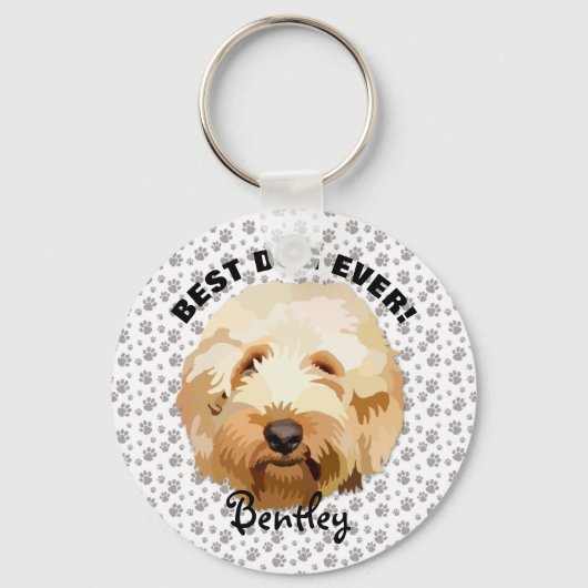 Custom Golden Doodle Sleutelhanger Personaliseert  (Voorkant)