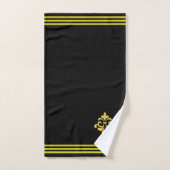 Custom Golden Fleur de Lis, Three Stripes on Black Bad Handdoek (Handdoek)