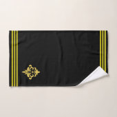 Custom Golden Fleur de Lis, Three Stripes on Black Bad Handdoek (Handdoek)