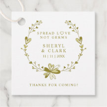Custom Golden Floral Wreath Wedding Sanitizer Gel