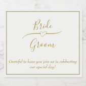 Custom Golden Heart Paar bruiloft en Jubileum Sparkling Wijnetiket (Enkel label)