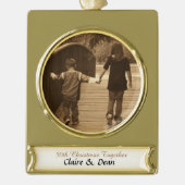 Custom Golden Jubileum Photo Ornament Verguld Banner Ornament (Voorkant)