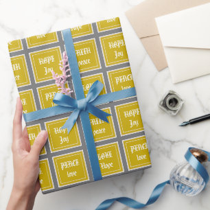 Custom  Golden Peace Love Faith Hope Grey Cadeaupapier