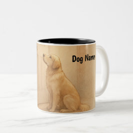 Custom Golden Retriever "Always Waiting" Mug Tweekleurige Koffiemok