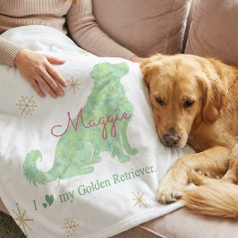 Custom Golden Retriever Christmas Mint Green Fleece Deken