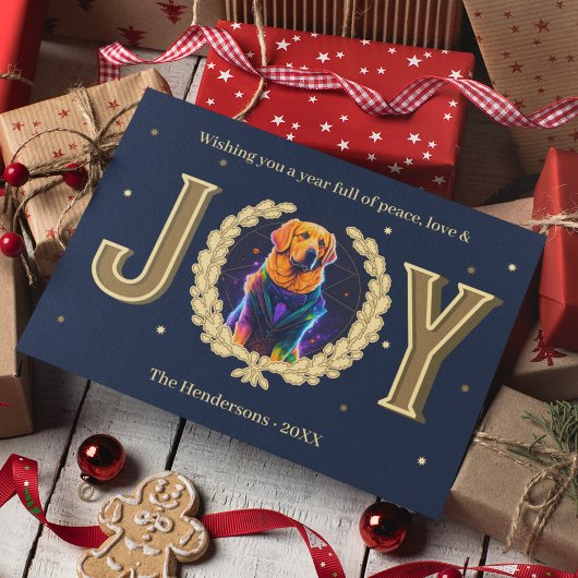 Custom Golden Retriever Dog Joy Christmas Feestdagenkaart