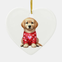 Custom Golden Retriever Dog Valentijn Keramisch Ornament