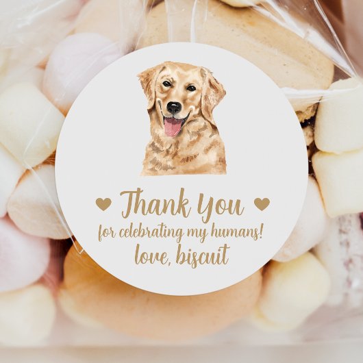 Custom Golden Retriever Dog Wedding Favor Stickers