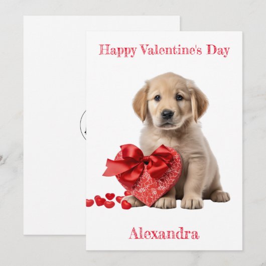 Custom Golden Retriever Heart Gift Valentijn Feestdagenkaart (Voorkant / Achterkant)