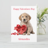 Custom Golden Retriever Heart Gift Valentijn Feestdagenkaart (Staand voorkant)